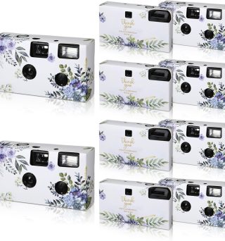 Kanayu 10 Pack Disposable Camera for Wedding Floral 35mm Single Use Film Camera with Flash One Time Use Camera for Anniversary Concert Travel Camp Party Supply Gift Honeymoon(Blue Poppy)