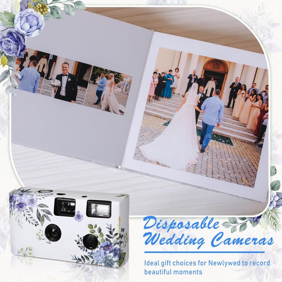 Kanayu 10 Pack Disposable Camera for Wedding Floral 35mm Single Use Film Camera with Flash One Time Use Camera for Anniversary Concert Travel Camp Party Supply Gift Honeymoon(Blue Poppy) - Image 6